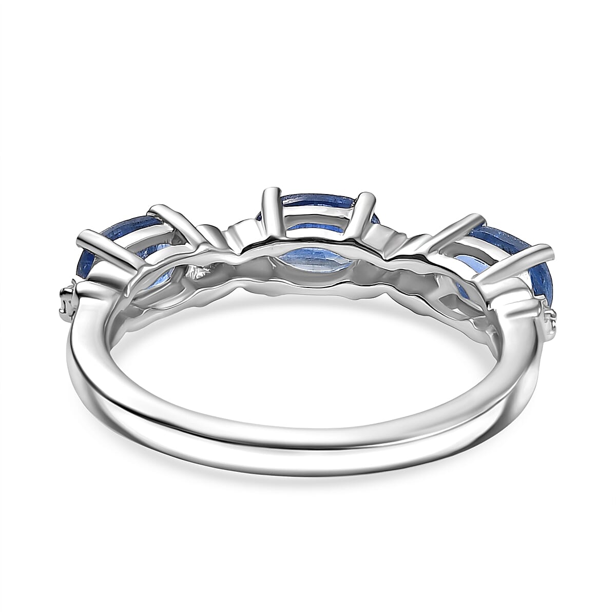 Doorbuster D’Joy Kashmir Kyanite and White Zircon 1.75 ctw Four Leaf Clover Ring in Rhodium Over Sterling Silver (Size 10.0) image number 4