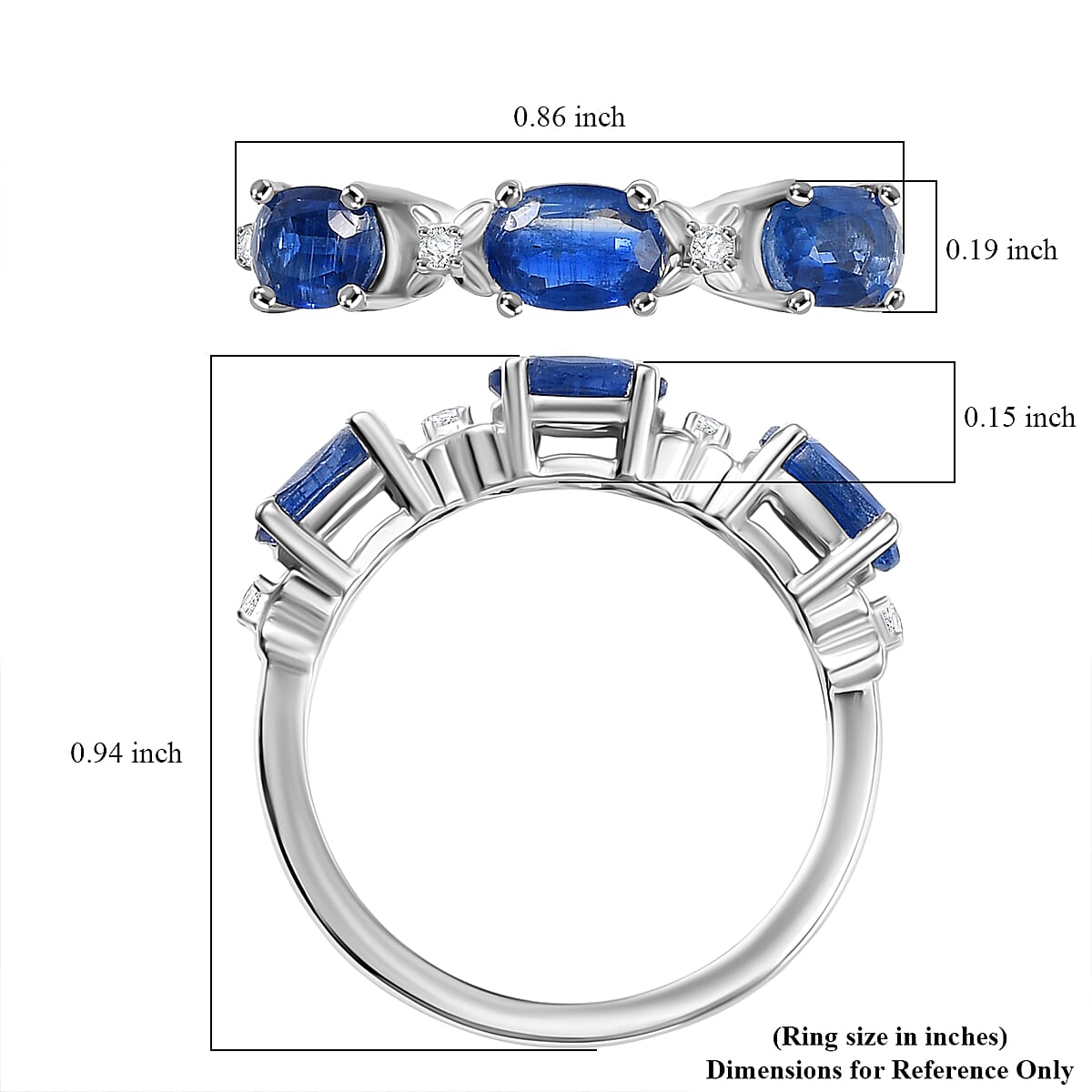 Doorbuster D’Joy Kashmir Kyanite and White Zircon 1.75 ctw Four Leaf Clover Ring in Rhodium Over Sterling Silver (Size 10.0) image number 5