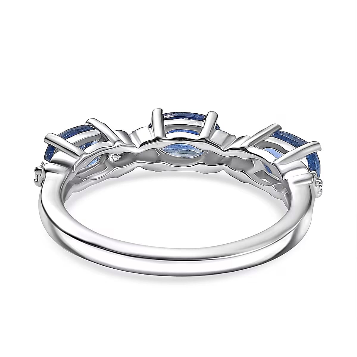 D'Joy Kashmir Kyanite and White Zircon 1.75 ctw Four Leaf Clover Ring in Rhodium Over Sterling Silver (Size 6.0) image number 6