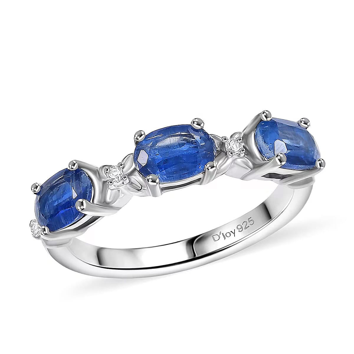 D'Joy Kashmir Kyanite and White Zircon 1.75 ctw Four Leaf Clover Ring in Rhodium Over Sterling Silver (Size 7.0) image number 0