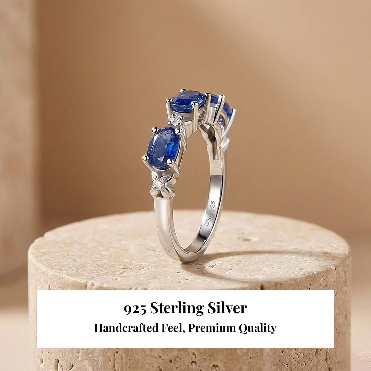 D'Joy Kashmir Kyanite and White Zircon 1.75 ctw Four Leaf Clover Ring in Rhodium Over Sterling Silver (Size 9.0) image number 4