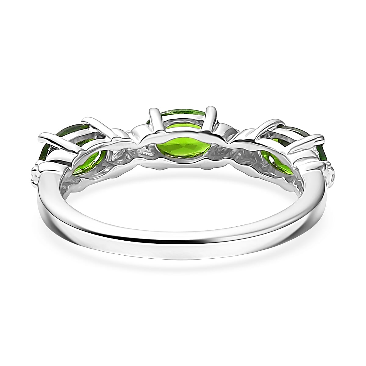 Doorbuster D’Joy Chrome Diopside and White Zircon 1.30 ctw Four Leaf Clover Ring in Rhodium Over Sterling Silver (Size 10.0) image number 4
