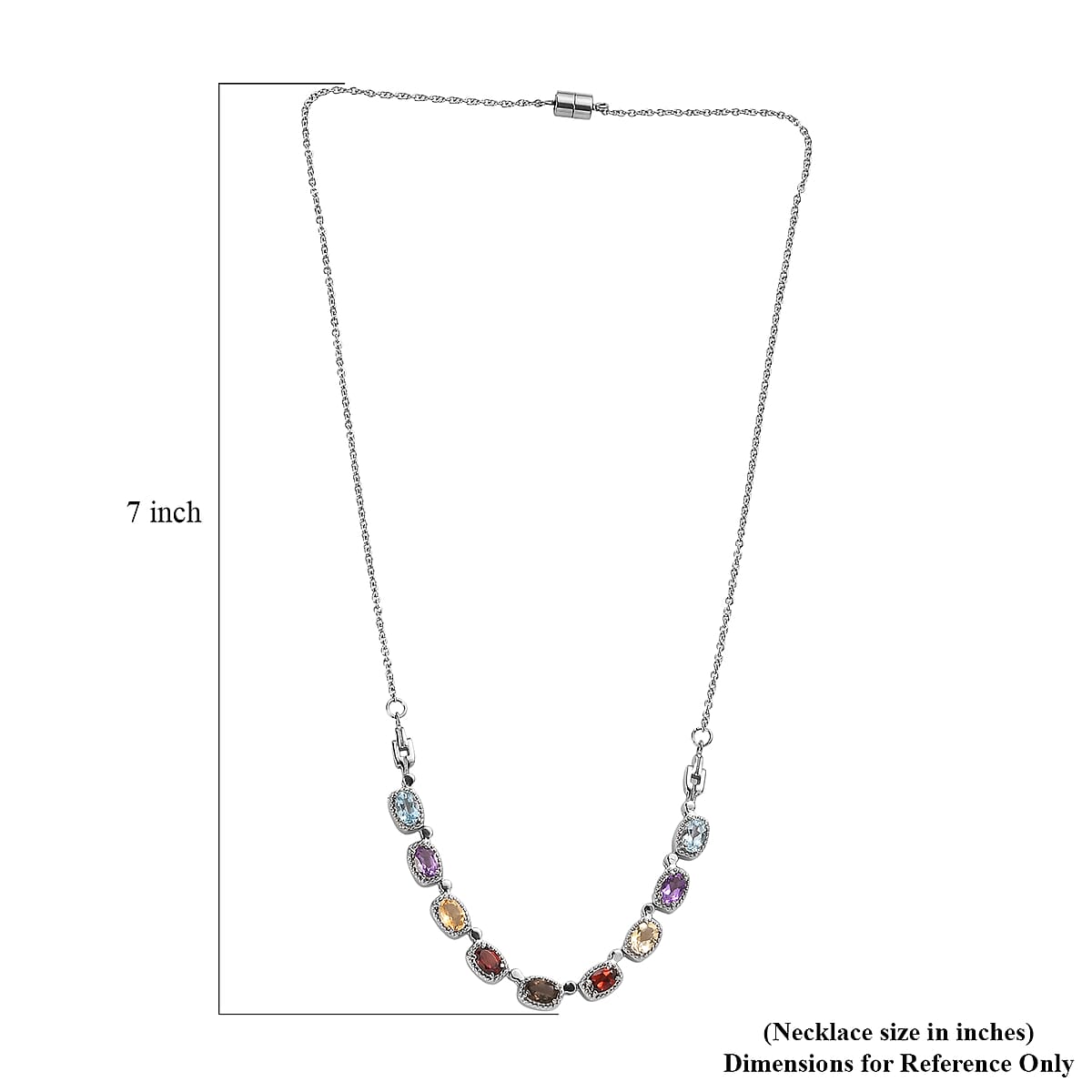 EverTrue Multi Gemstone 4.50 ctw Necklace 18 Inches in Stainless Steel image number 5