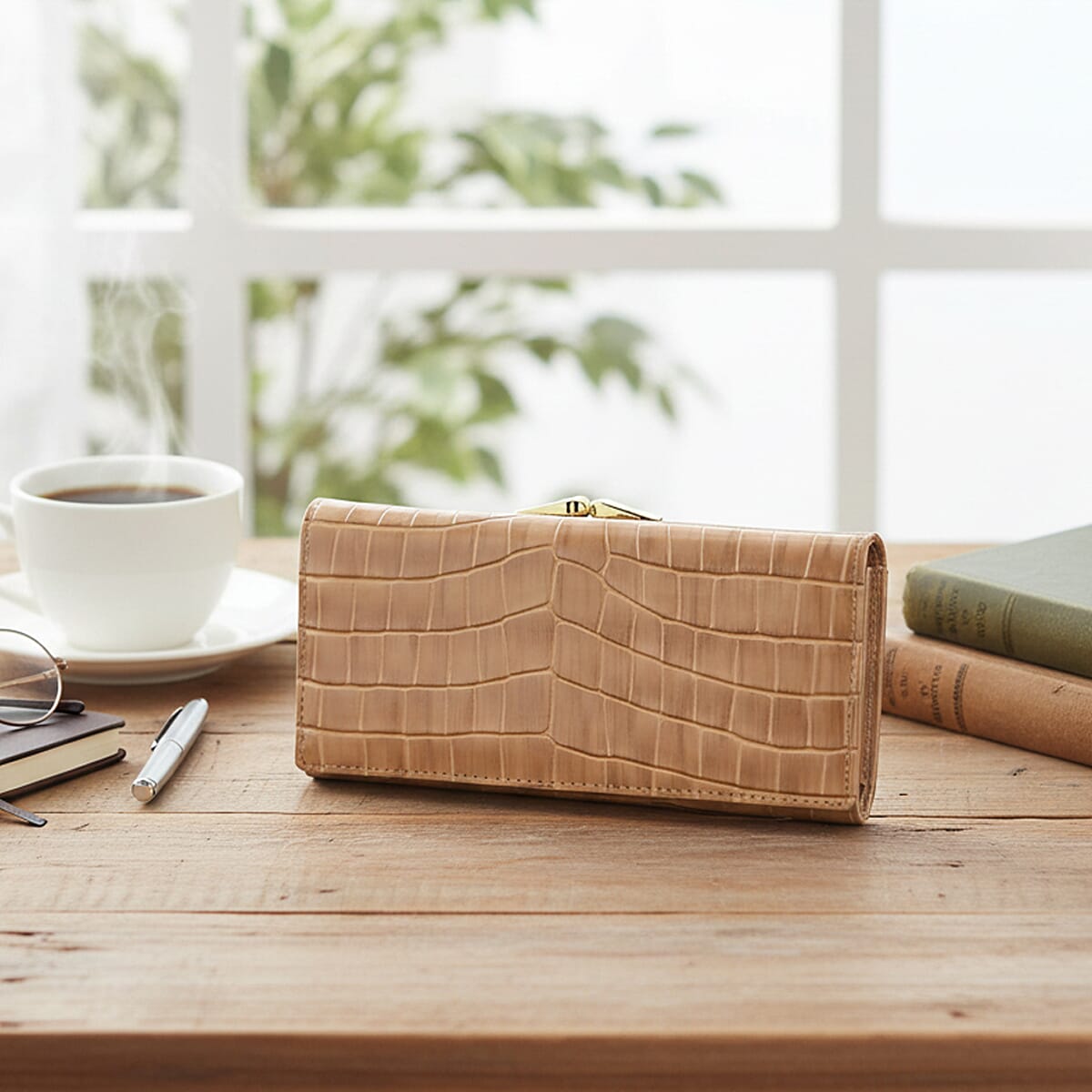 Tamsy Beige Faux Leather Wallet image number 1