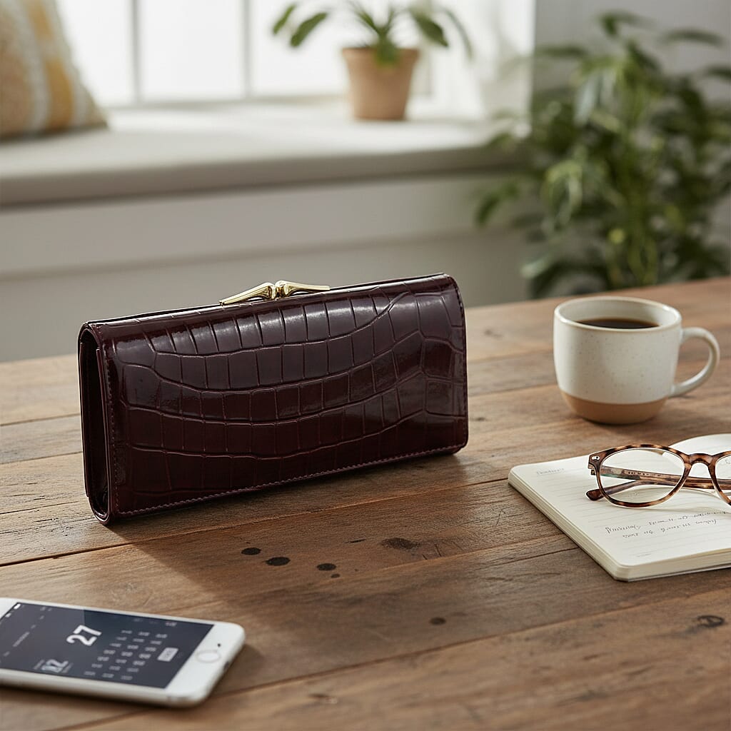 Tamsy Dark Red Faux Leather Wallet