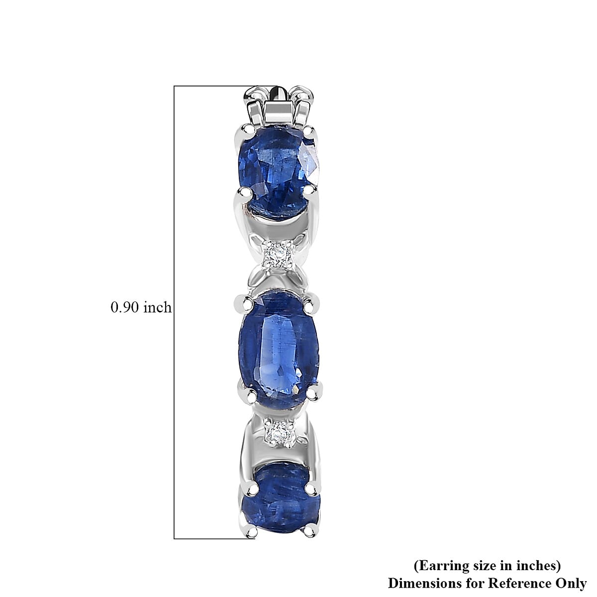 Doorbuster D'Joy Kashmir Kyanite and White Zircon 3.50 ctw Four Leaf Clover Hoop Earrings in Rhodium Over Sterling Silver image number 4