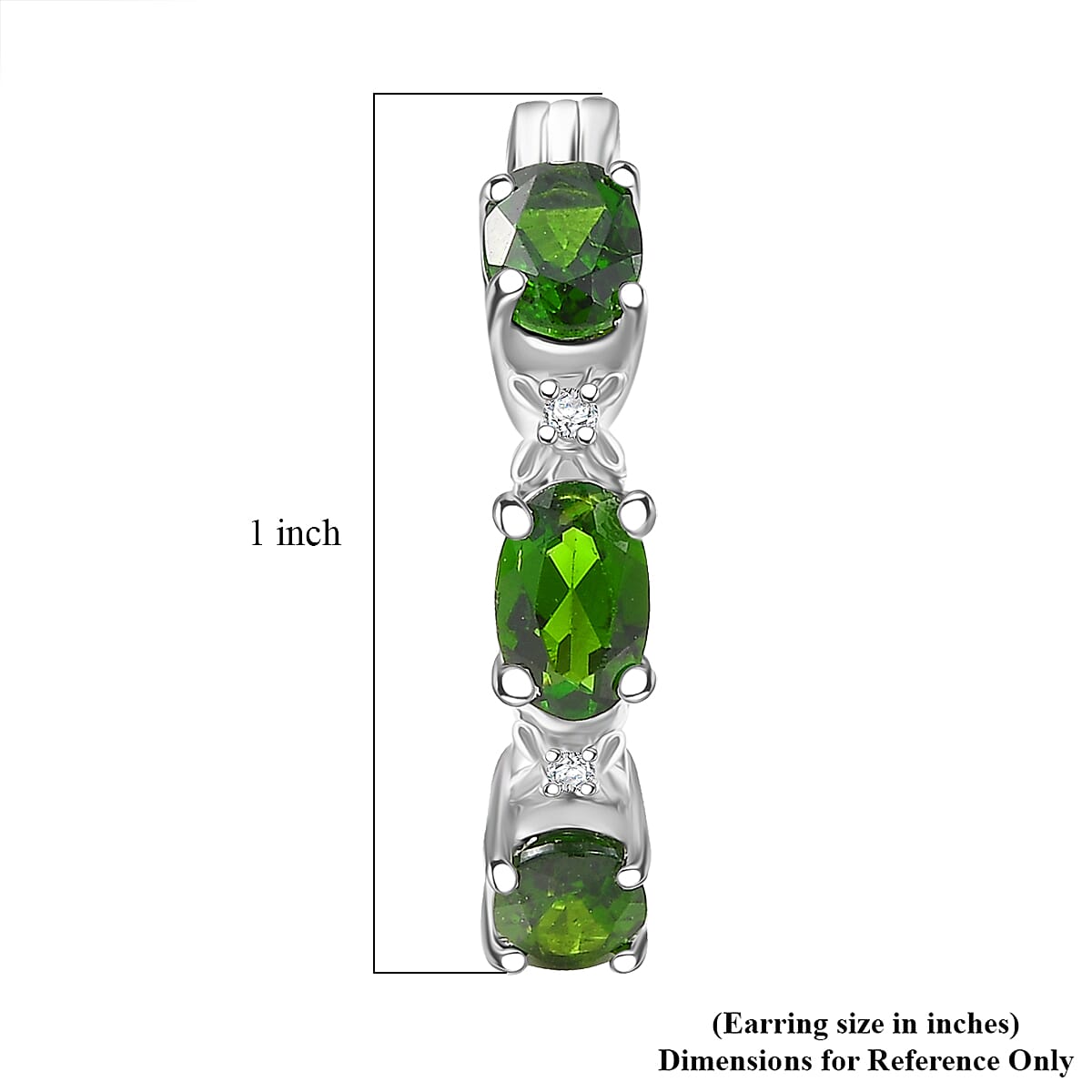 Doorbuster D'Joy Chrome Diopside and White Zircon 2.90 ctw Four Leaf Clover Hoop Earrings in Rhodium Over Sterling Silver image number 4
