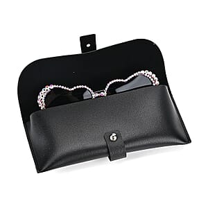 Dark Gray Heart Shape UV400 Sunglasses with Black Artificial Crystal Frame