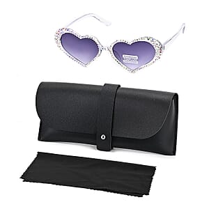 Gray Heart Shape UV400 Sunglasses with Transparent Artificial Crystal Frame