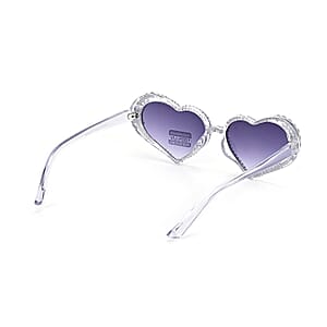 Gray Heart Shape UV400 Sunglasses with Transparent Artificial Crystal Frame