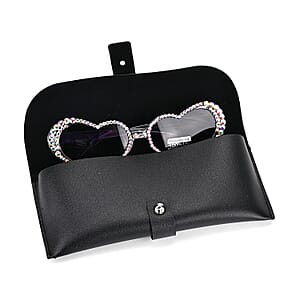 Gray Heart Shape UV400 Sunglasses with Transparent Artificial Crystal Frame