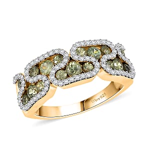 D'Joy Premium Ambanja Demantoid Garnet and Moissanite 1.90 ctw Serpent Garden Ring in 18K Vermeil Yellow Gold Over Sterling Silver (Size 6.0)
