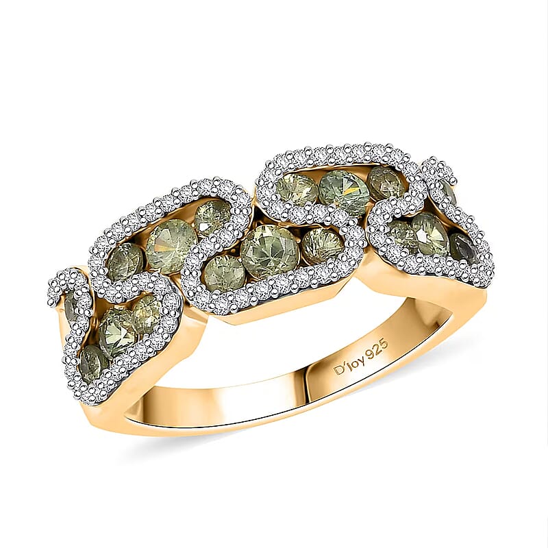 D'Joy Premium Ambanja Demantoid Garnet and Moissanite 1.90 ctw Serpent Garden Ring in 18K Vermeil Yellow Gold Over Sterling Silver (Size 6.0)