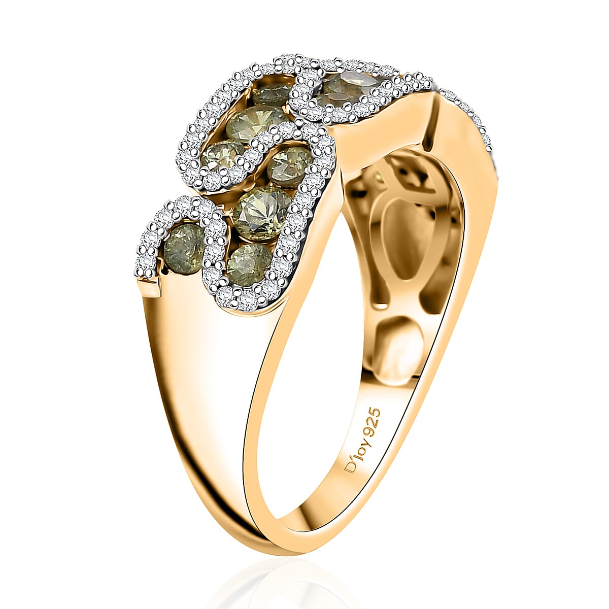 D'Joy Premium Ambanja Demantoid Garnet and Moissanite 1.90 ctw Serpent Garden Ring in 18K Vermeil Yellow Gold Over Sterling Silver (Size 6.0) image number 3