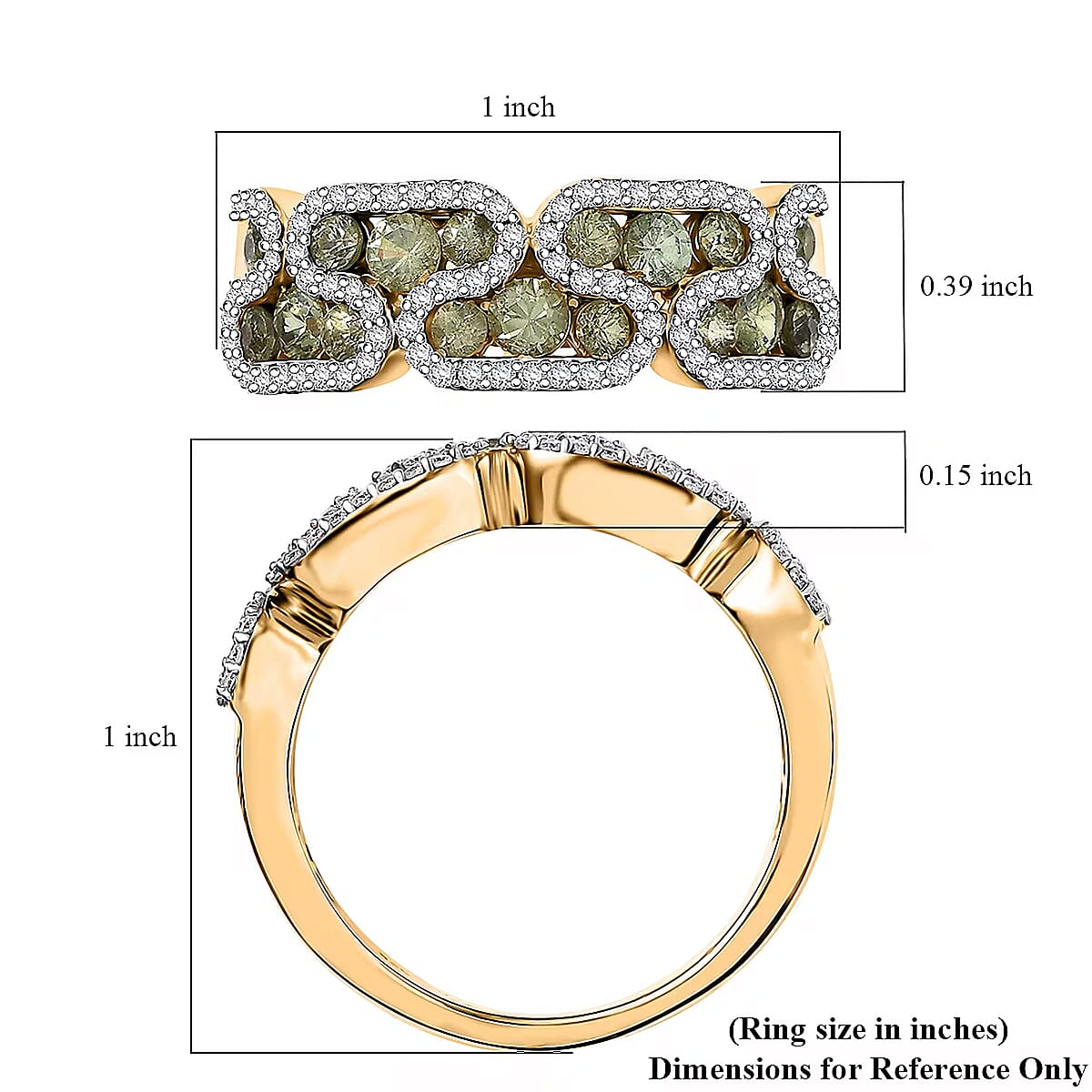 D'Joy Premium Ambanja Demantoid Garnet and Moissanite 1.90 ctw Serpent Garden Ring in 18K Vermeil Yellow Gold Over Sterling Silver (Size 6.0) image number 6