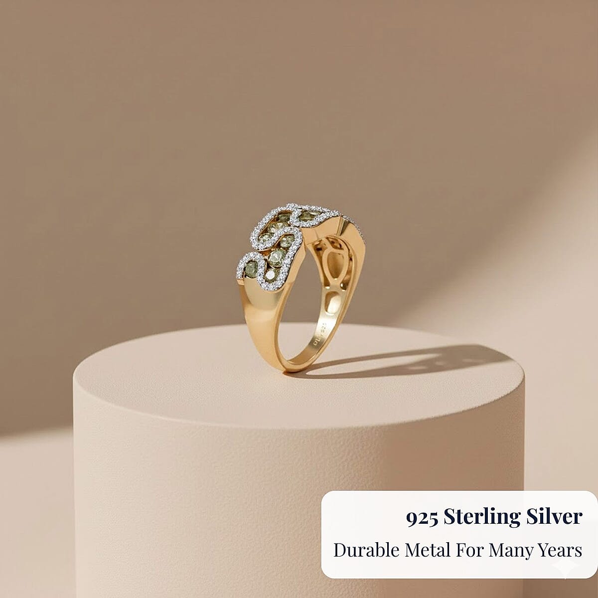 D'Joy Ambanja Demantoid Garnet, Moissanite Serpent Garden Ring in 18K Vermeil YG Over Sterling Silver 1.90 ctw (Size 7.0) image number 2