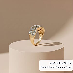 D'Joy Ambanja Demantoid Garnet, Moissanite Serpent Garden Ring in 18K Vermeil YG Over Sterling Silver 1.90 ctw (Size 7.0)