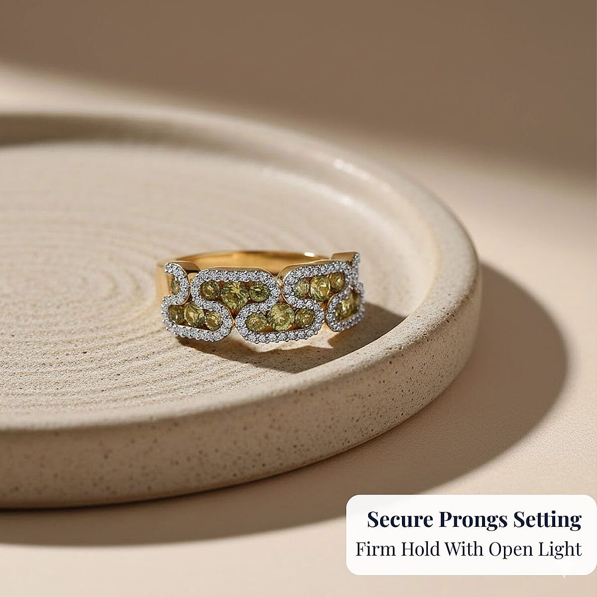 D'Joy Ambanja Demantoid Garnet, Moissanite Serpent Garden Ring in 18K Vermeil YG Over Sterling Silver 1.90 ctw (Size 7.0) image number 4