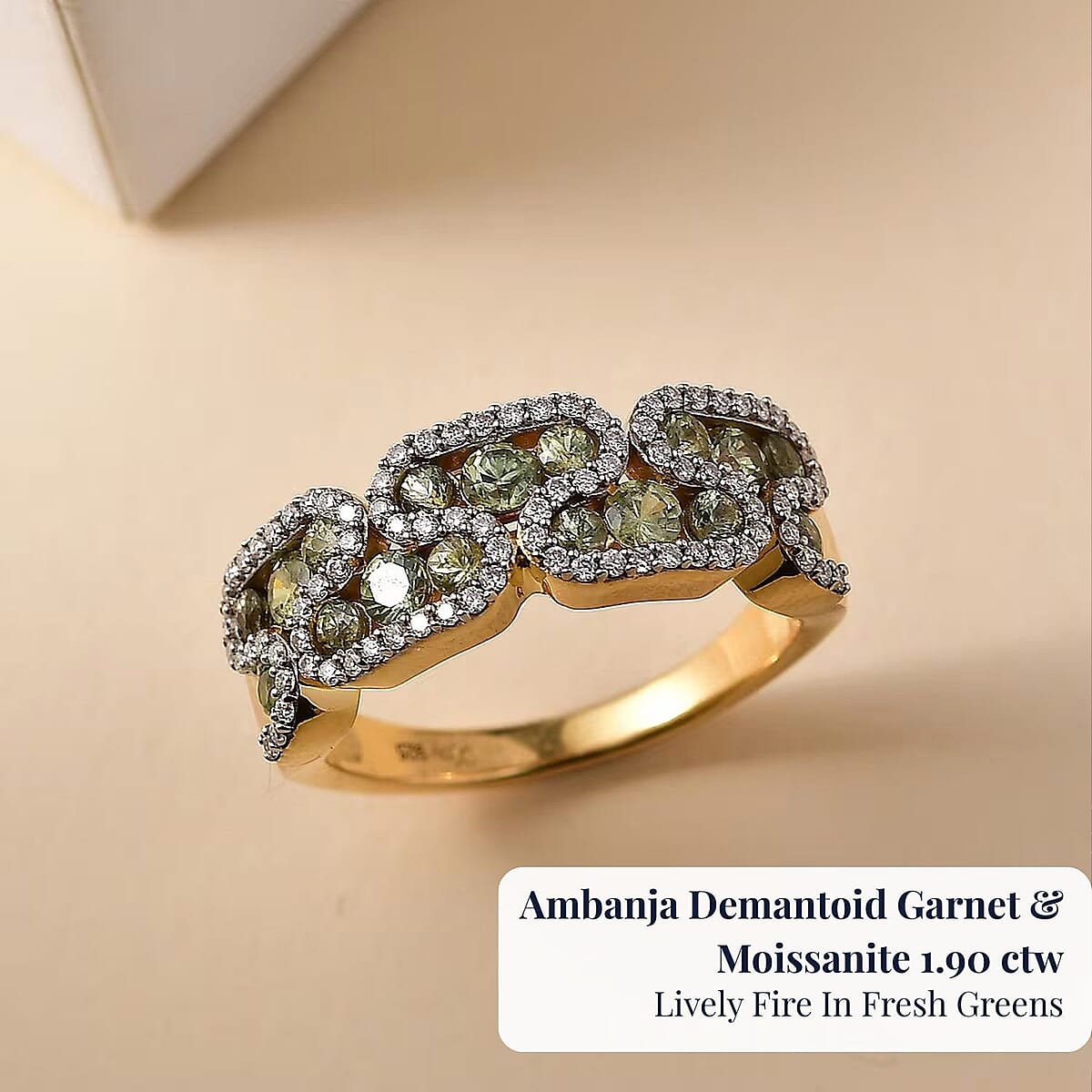 D'Joy Ambanja Demantoid Garnet, Moissanite Serpent Garden Ring in 18K Vermeil YG Over Sterling Silver 1.90 ctw (Size 7.0) image number 5