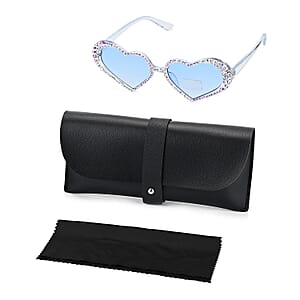 Blue Heart Shape UV400 Sunglasses with Blue Artificial Crystal Frame