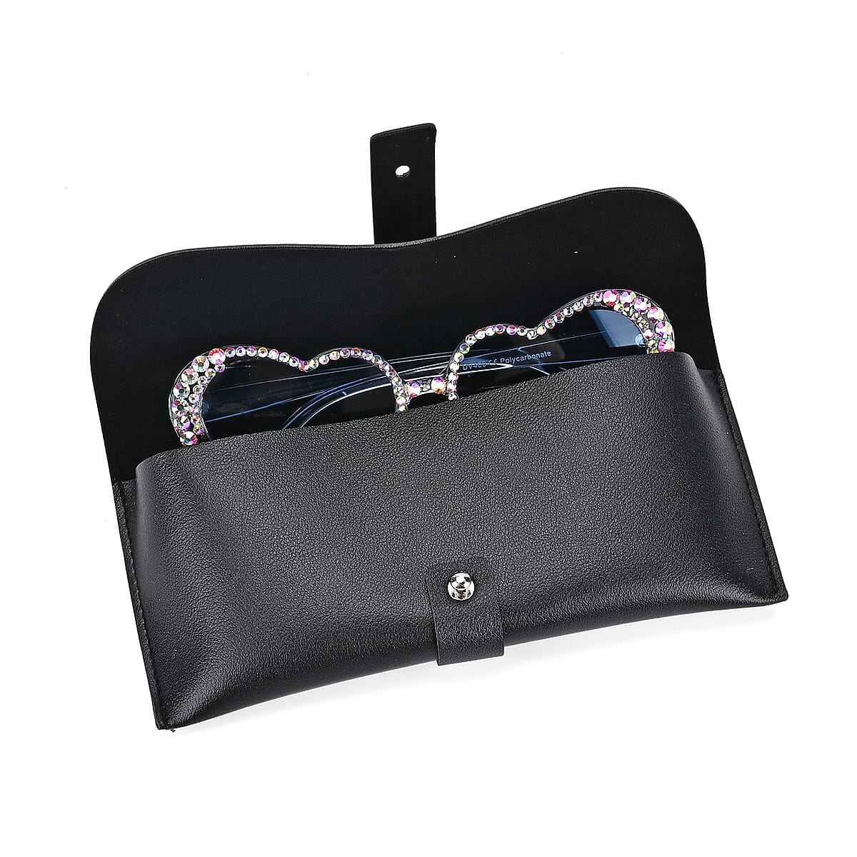 Blue Heart Shape UV400 Sunglasses with Blue Artificial Crystal Frame image number 3