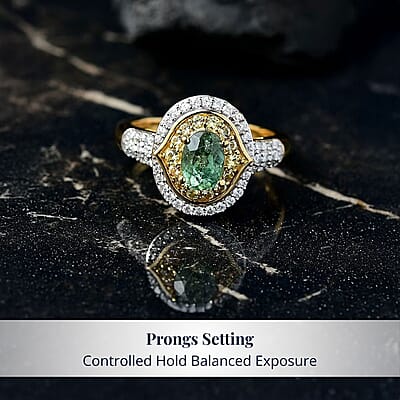 D'Joy Ambanja Demantoid Garnet, Multi Gemstone Ring in 18K Vermeil YG Over Sterling Silver 1.70 ctw (Size 6.0)