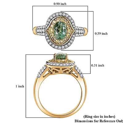 D'Joy Ambanja Demantoid Garnet, Multi Gemstone Ring in 18K Vermeil YG Over Sterling Silver 1.70 ctw (Size 6.0)