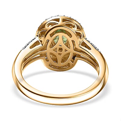 D'Joy Ambanja Demantoid Garnet, Multi Gemstone Ring in 18K Vermeil YG Over Sterling Silver 1.70 ctw (Size 6.0)