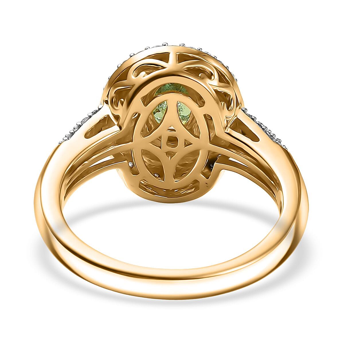 D'Joy Premium Ambanja Demantoid Garnet and Multi Gemstone 1.70 ctw Verdant Halo Ring in 18K Vermeil Yellow Gold Over Sterling Silver (Size 7.0) image number 4
