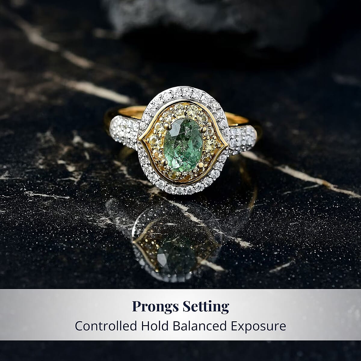 D'Joy Ambanja Demantoid Garnet, Multi Gemstone Ring in 18K Vermeil YG Over Sterling Silver 1.70 ctw (Size 8.0) image number 3