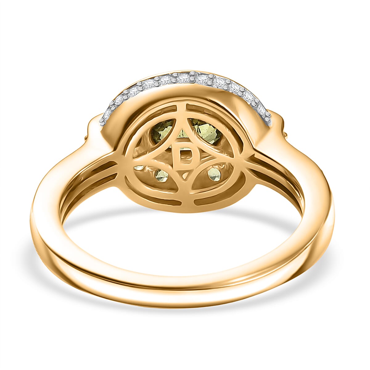 D'Joy Ambanja Demantoid Garnet, Moissanite Gilded Ring in 18K Vermeil YG Over Sterling Silver 1.60 ctw (Size 6.0)