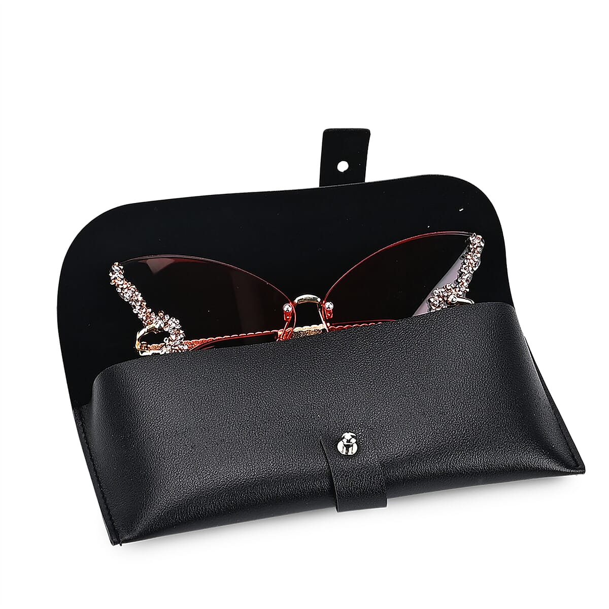 Pink UV400 Frameless Sunglasses with Artificial Crystal image number 3
