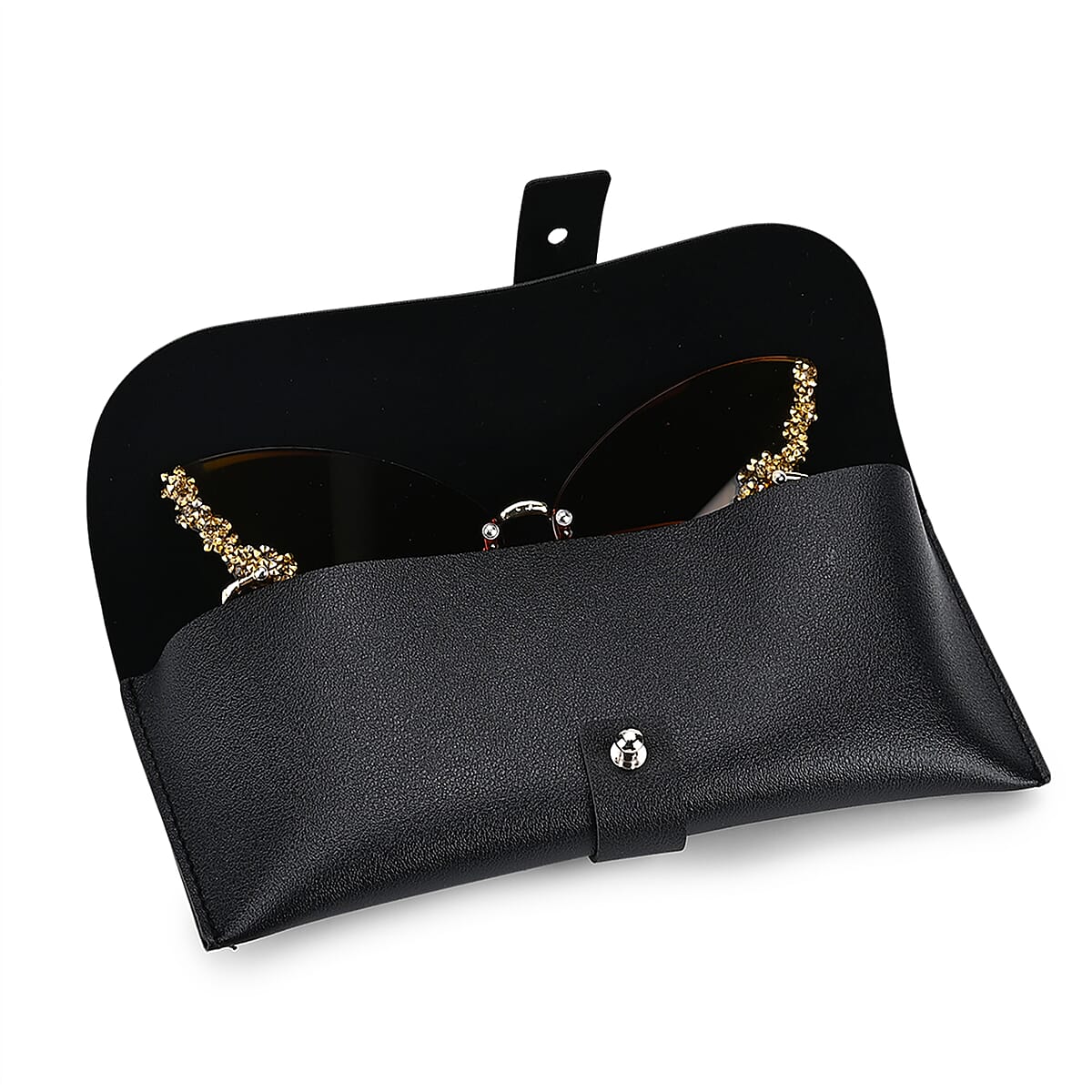 Yellow UV400 Frameless Sunglasses with Artificial Crystal image number 3