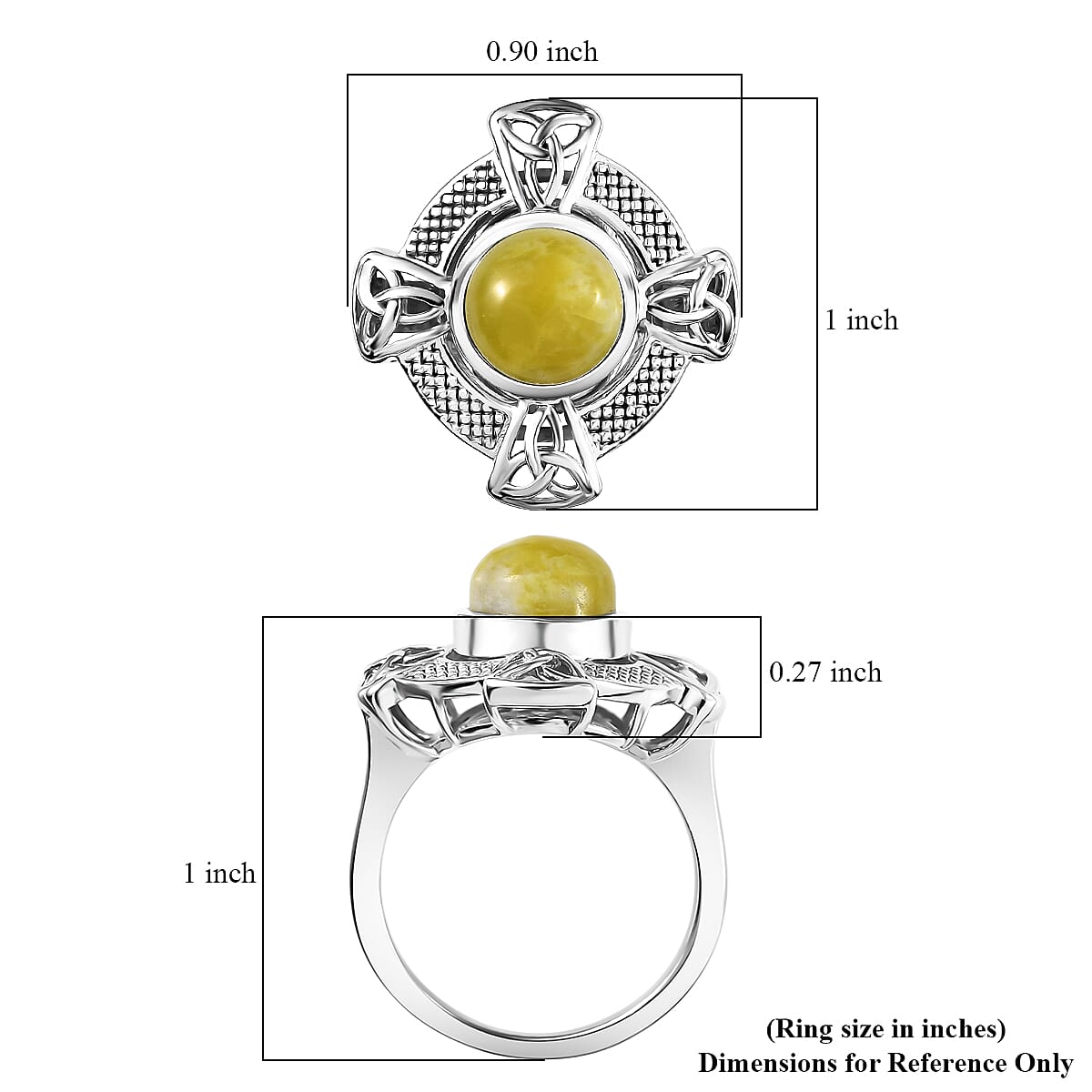 D'Joy Connemara Marble 2.25 ctw Irish Line of Faith Celtic Cross Ring in Platinum Over Sterling Silver (Size 6.0) image number 5