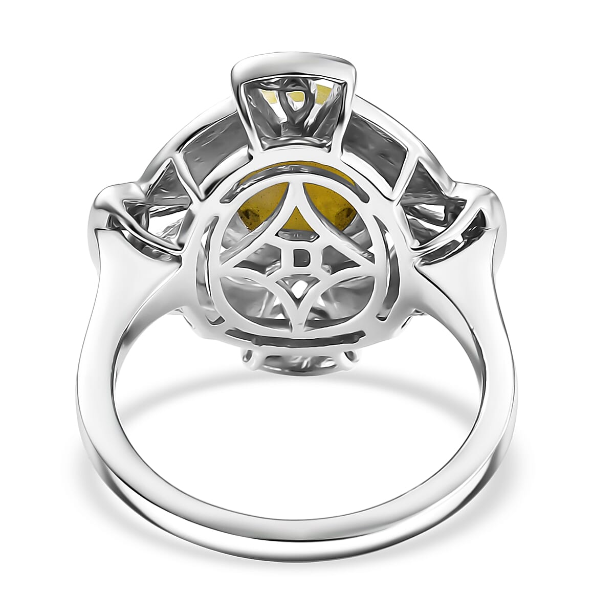 D'Joy Connemara Marble 2.25 ctw Irish Line of Faith Celtic Cross Ring in Platinum Over Sterling Silver (Size 7.0) image number 4