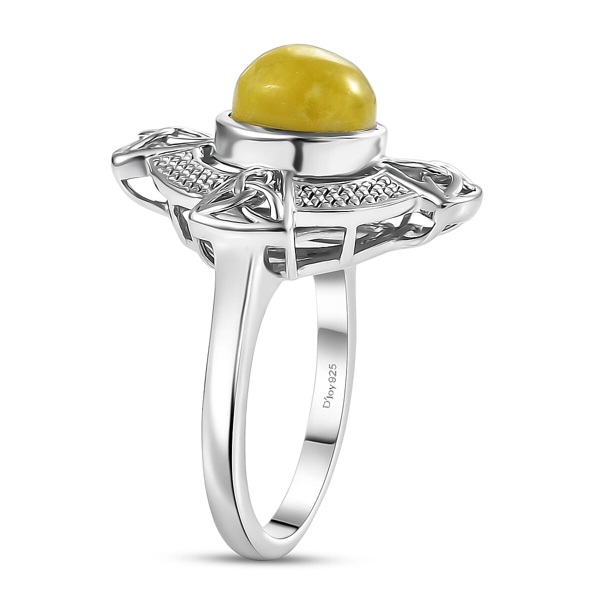 D'Joy Connemara Marble 2.25 ctw Irish Line of Faith Celtic Cross Ring in Platinum Over Sterling Silver (Size 9.0) image number 3