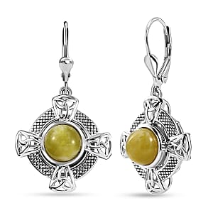 D'Joy Connemara Marble 4.75 ctw Celtic Cross Earrings in Platinum Over Sterling Silver