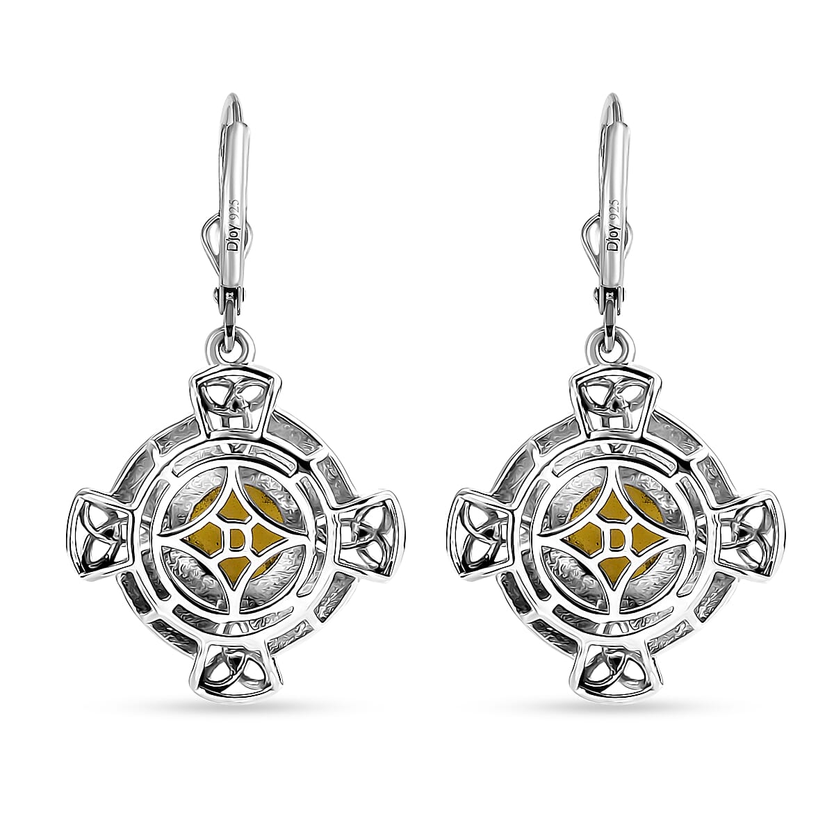 D'Joy Connemara Marble 4.75 ctw Irish Line of Faith Celtic Cross Earrings in Platinum Over Sterling Silver