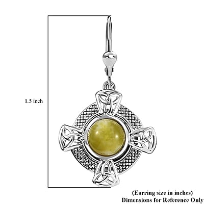 D'Joy Connemara Marble 4.75 ctw Irish Line of Faith Celtic Cross Earrings in Platinum Over Sterling Silver