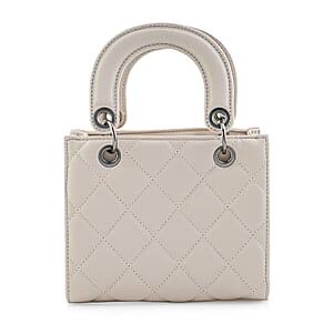 Closeout Badgley Mischka Ivory Vegan Leather Quilted Shoulder Bag