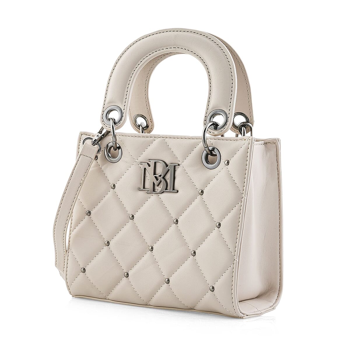 Closeout Badgley Mischka Ivory Vegan Leather Quilted Shoulder Bag image number 2