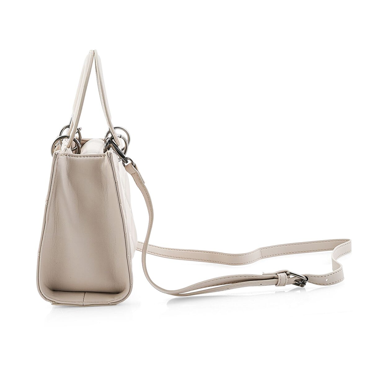 Closeout Badgley Mischka Ivory Vegan Leather Quilted Shoulder Bag image number 3