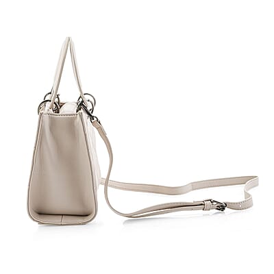Closeout Badgley Mischka Ivory Vegan Leather Quilted Shoulder Bag