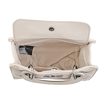 Closeout Badgley Mischka Ivory Vegan Leather Quilted Shoulder Bag