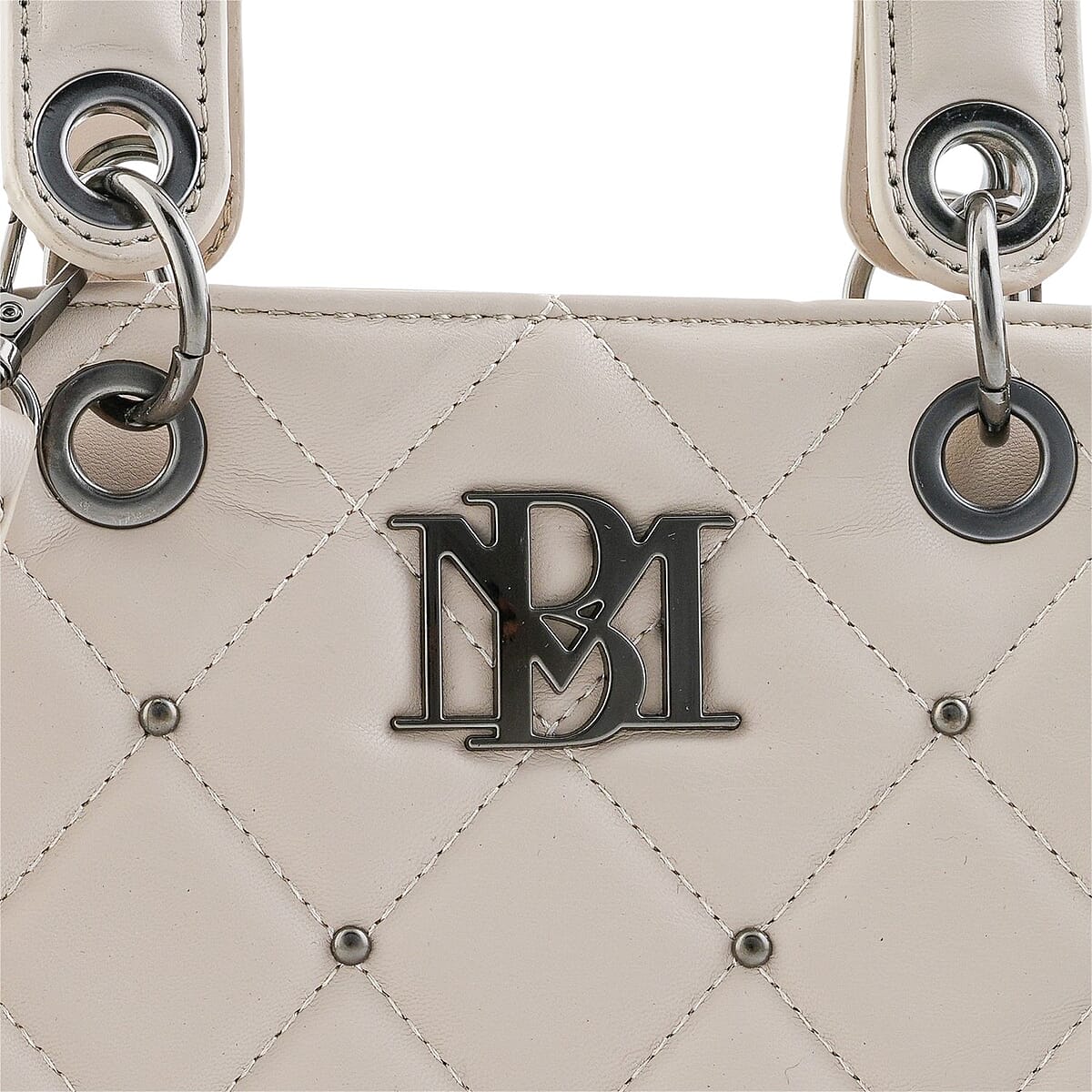 Closeout Badgley Mischka Ivory Vegan Leather Quilted Shoulder Bag image number 5