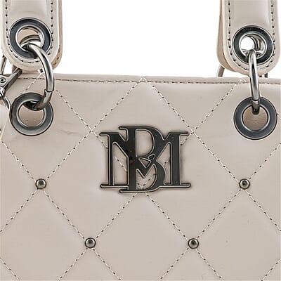 Closeout Badgley Mischka Ivory Vegan Leather Quilted Shoulder Bag