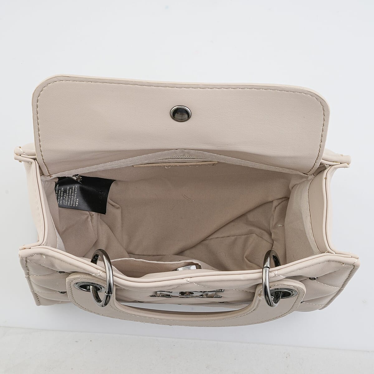 Closeout Badgley Mischka Ivory Vegan Leather Quilted Shoulder Bag image number 6