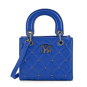 Closeout Badgley Mischka Blue Vegan Leather Quilted Shoulder Bag