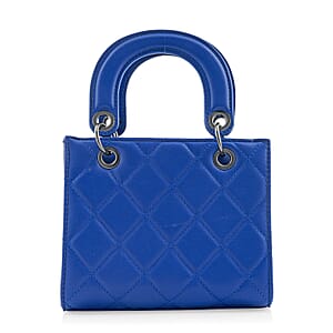Closeout Badgley Mischka Blue Vegan Leather Quilted Shoulder Bag