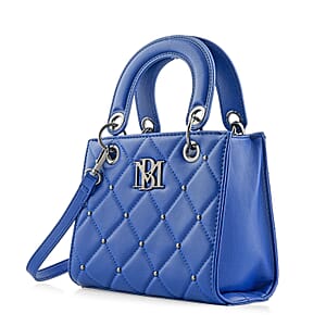 Closeout Badgley Mischka Blue Vegan Leather Quilted Shoulder Bag